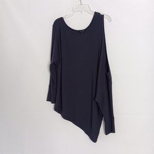 Sen Collection Top Womens OS Navy Soft Brushed fabric Single Cold Shoulder Top